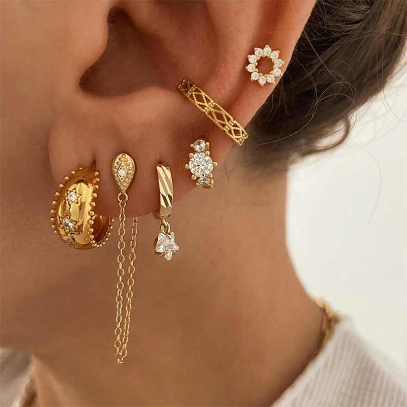 ISUEVA – ensemble de boucles d'oreilles en plaqué or pour femmes, boucles d'oreilles rétro Boho, Piercing, clous, goutte, accessoires de bijouterie, 2023