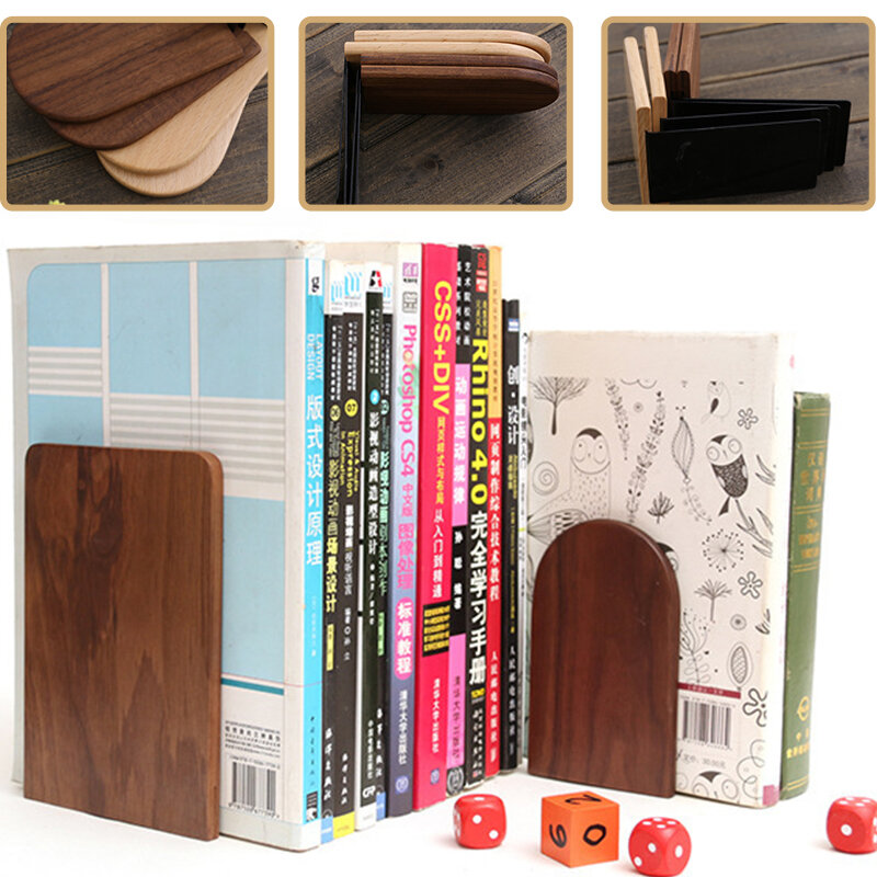 Sujetalibros de madera natural, estantería de escritorio, organizador de oficina, accesorios para libros, soporte para libros de almacenamiento, extremos de libros de madera