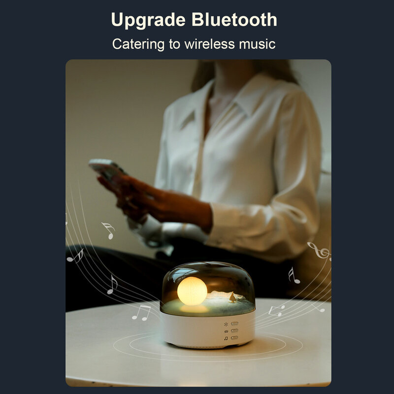 充電式の月の風景LEDナイトライト,Bluetooth,オーディオ,調光可能,周囲,寝室,家の装飾用のテーブルランプ