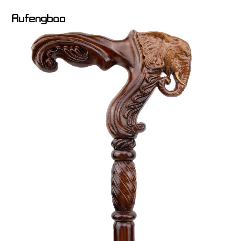 Elephant Brown Wooden Fashion Walking Stick Decorative Vampire Cospaly Party Wood Walking Cane Halloween Mace Wand Crosier 93cm