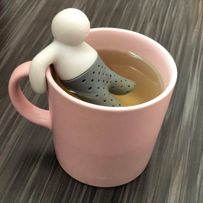 Saringan teh silikon menarik mitra hidup lucu teko teh Mister MR Little Man Filter Infuser teh pembuat bir teko