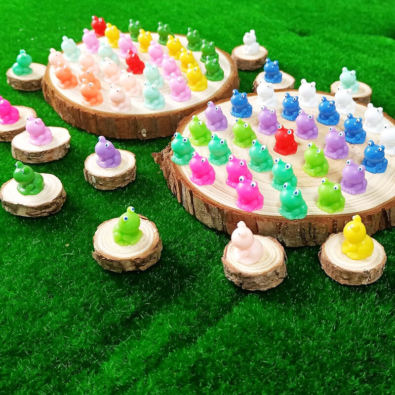Minifiguras de ranas pequeñas de resina, adornos de plástico en miniatura, sonrisa, a granel para esconder para el jardín del hogar, decoraciones de año bisiesto