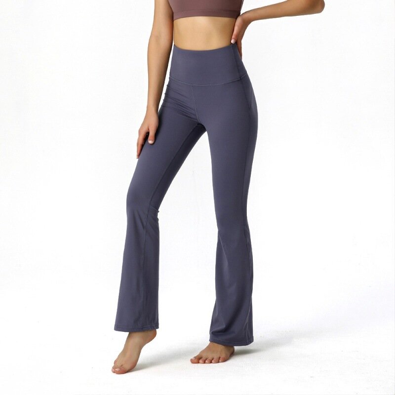 Celana Yoga dengan suar mikro, olahraga elastis wanita, kebugaran, pinggang tinggi, angkat pinggul, pelangsing dan membentuk, olahraga dan santai