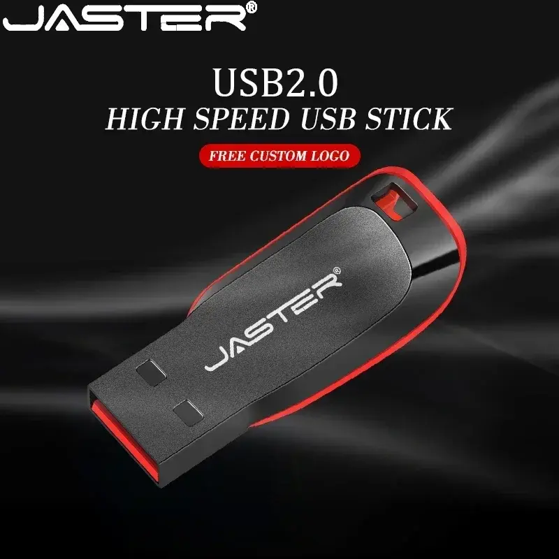 JASTER Plastic USB 2.0 Flash Drives 64GB Pen drive Free Custom Logo 32GB 16GB Black Memory Stick Creative gifts U Disk 8GB 4GB
