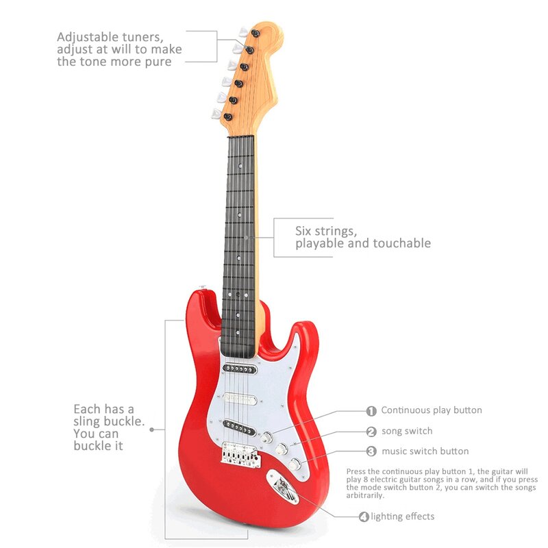 Electric Kids Guitar 6 Strings Ukulele Guitar Toy Musical Instruments For Kids Children Beginners Early Education Guitar Gift