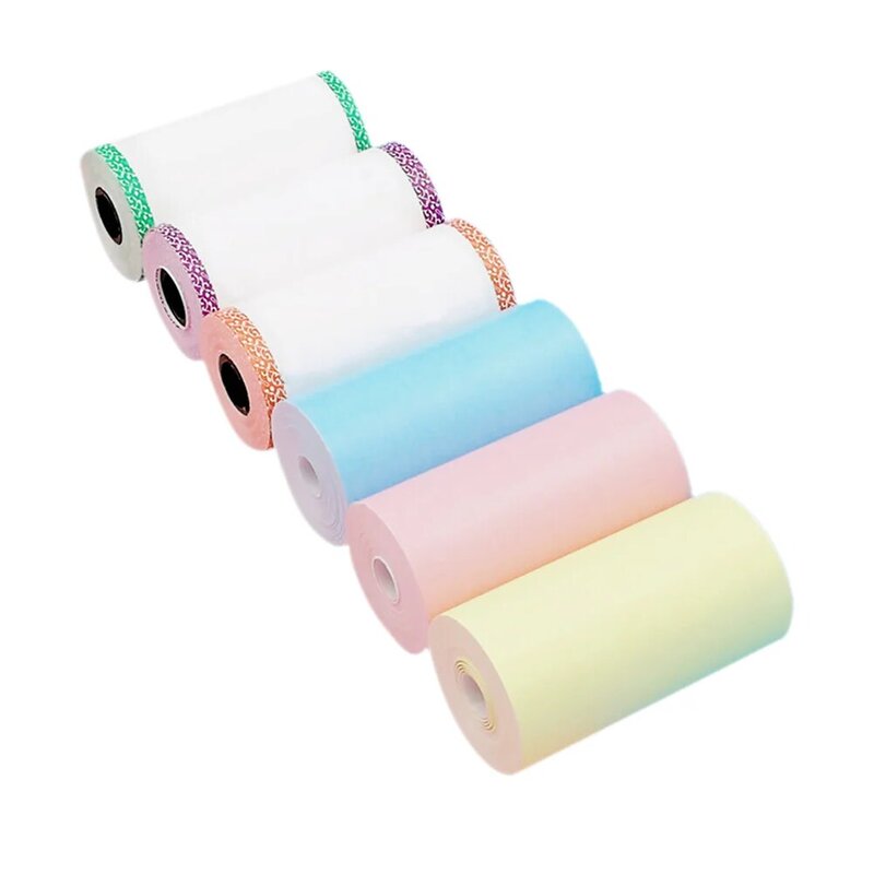 6 buah kertas termal berwarna cetak bening saku tidak berperekat ponsel untuk salinan foto tanda terima tagihan (berbagai warna)