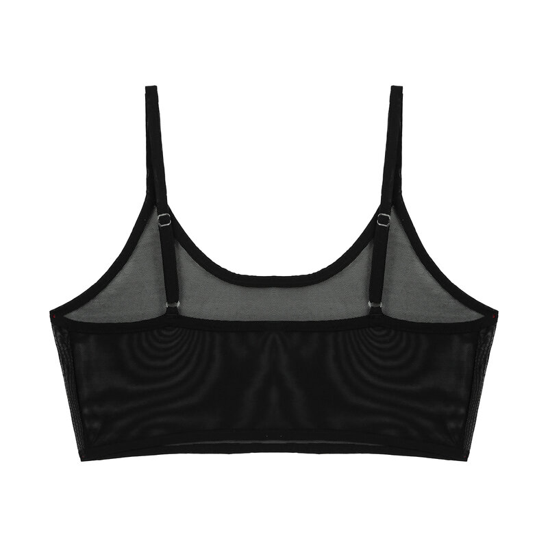 Women Sexy Crop Top See-through Transparent Mesh Lingerie Bralette Active Top Camisole Sleeveless Crop Top Party Club Vest