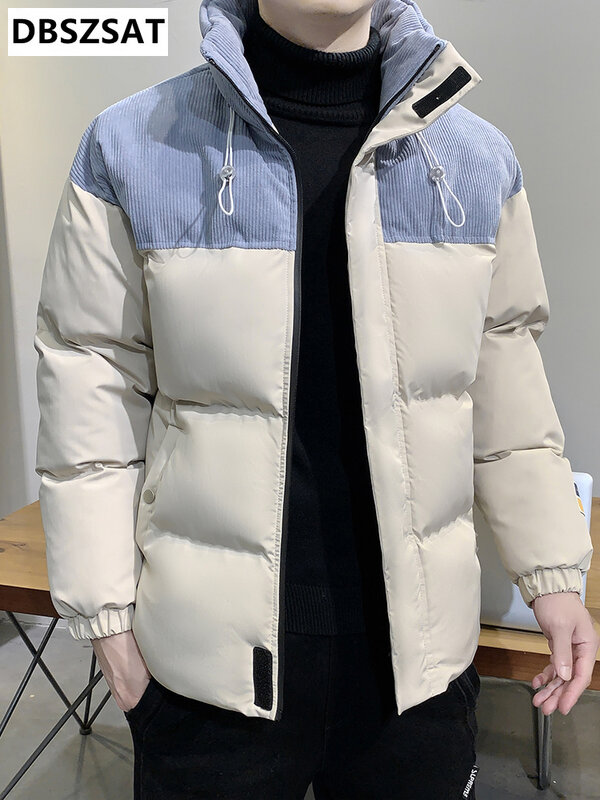 2023ผู้ชายใหม่ฤดูหนาว Parka Warm เสื้อ Corduroy Patchwork คอตั้งความร้อน Windbreaker เสื้อโค้ท Plus ขนาด8XL