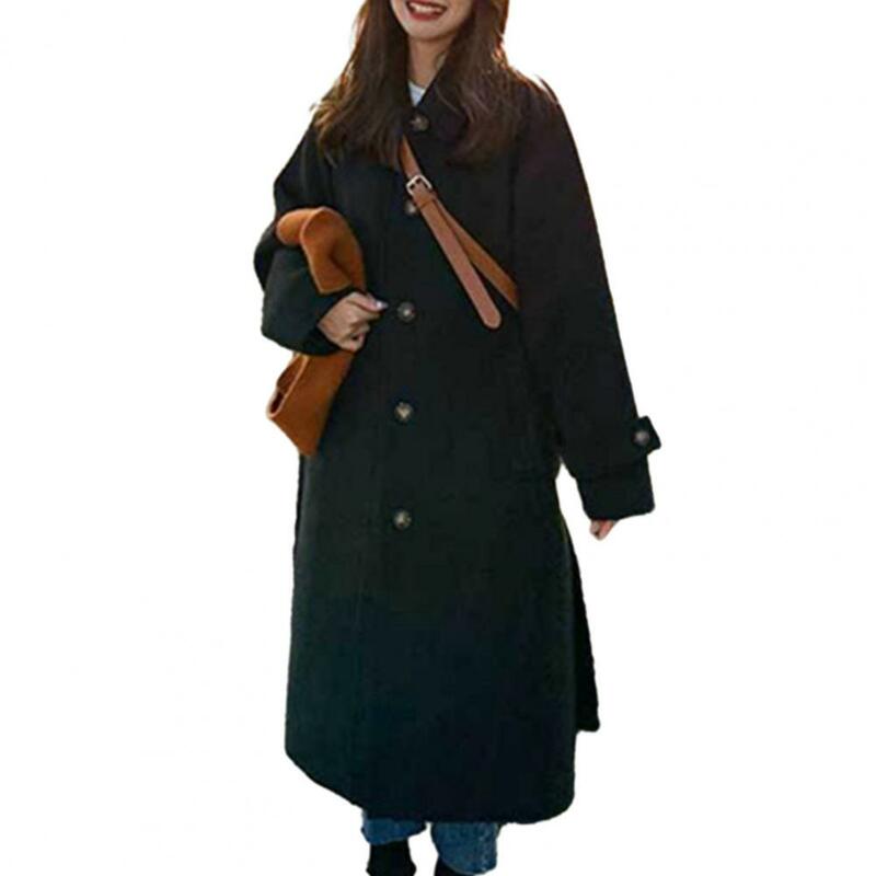 Women Overcoat Loose Long Coat Stylish Windproof Women's Overcoat with Belt Warm Mid Length Winter Coat for Commute Loose Fit