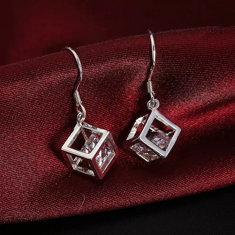 Anting-anting kisi kristal mulia perak murni 925 cantik untuk wanita hadiah liburan perhiasan pesta pernikahan romantis manis