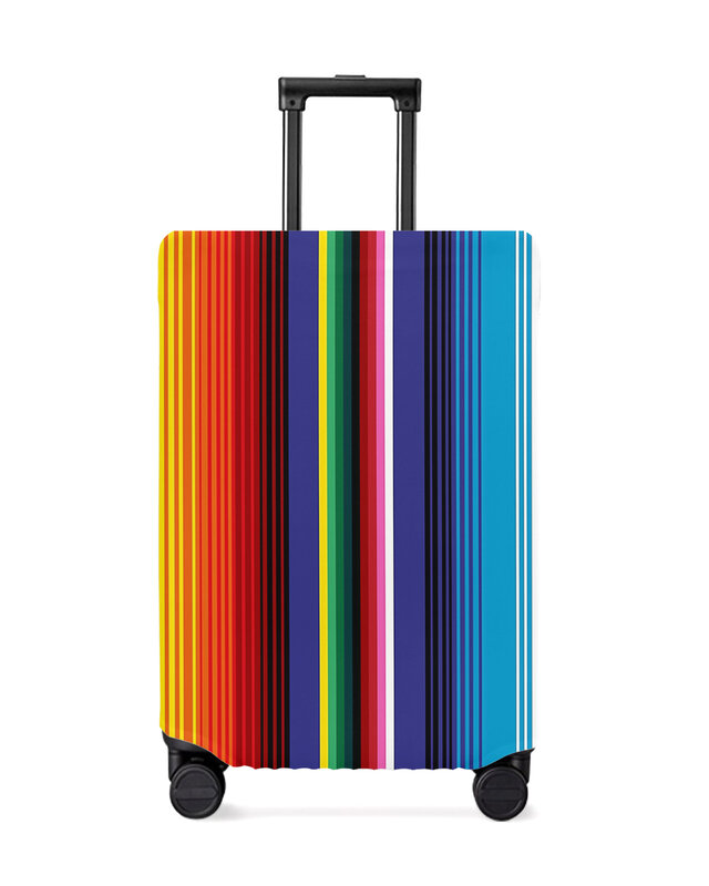 Juste de bagage de voyage à imprimé rayé, housse de bagage élastique, étui anti-poussière, valise, accessoires, multicolore, mexicain