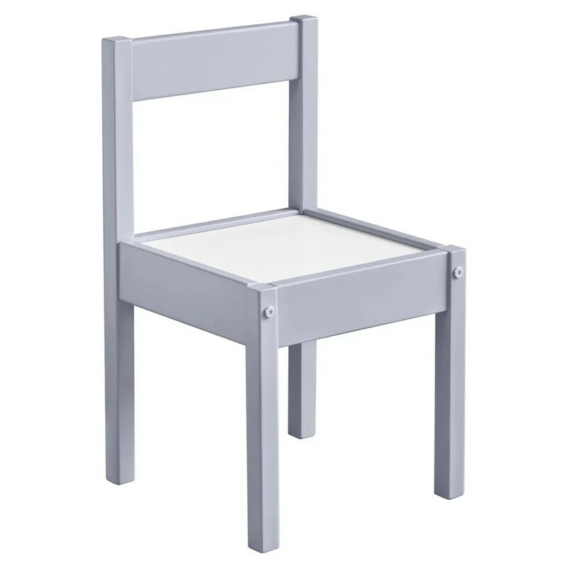 Table et chaise enfants 3 pièces, gris et blanc