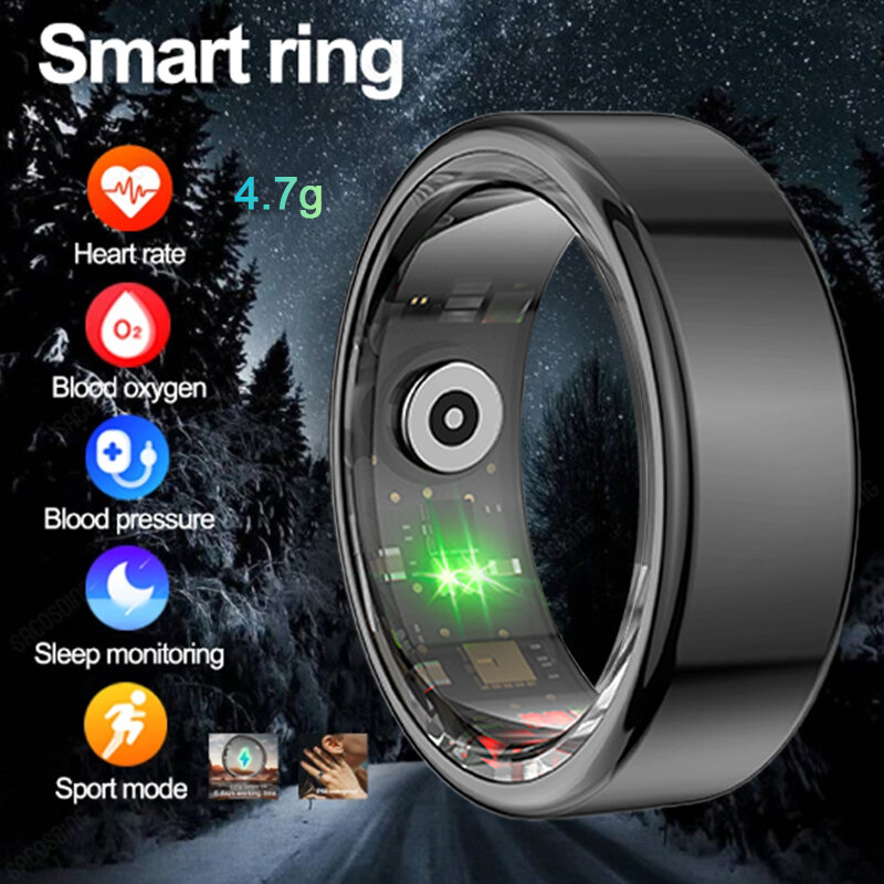 Smart Ring Wireless Charging Health Tracker Continuously Records Sleep Quality Heart Rate Temperature Blood Oxygen
