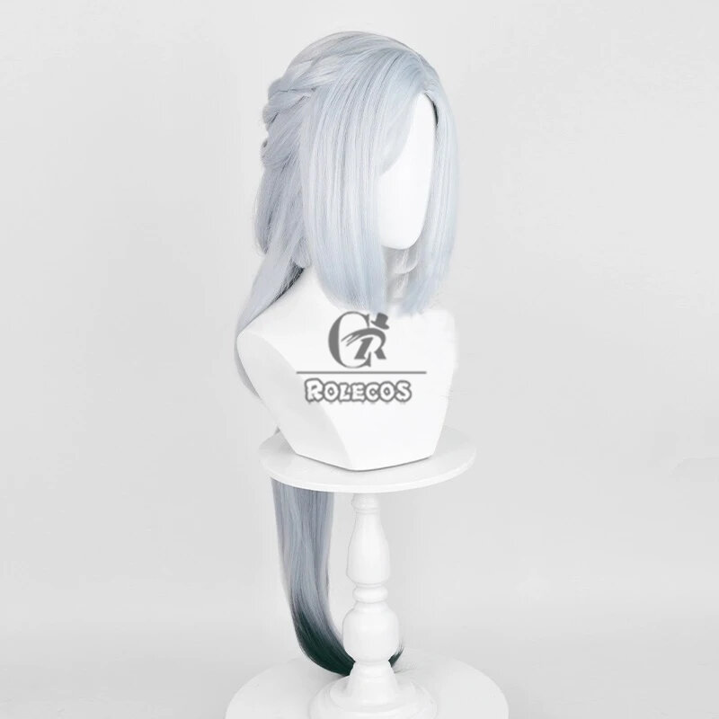 Парики для косплея ROLECOS Game Genshin, ударопрочные, фонарики, шэньхе, длиной 100 см, серый цвет, термостойкие синтетические волосы