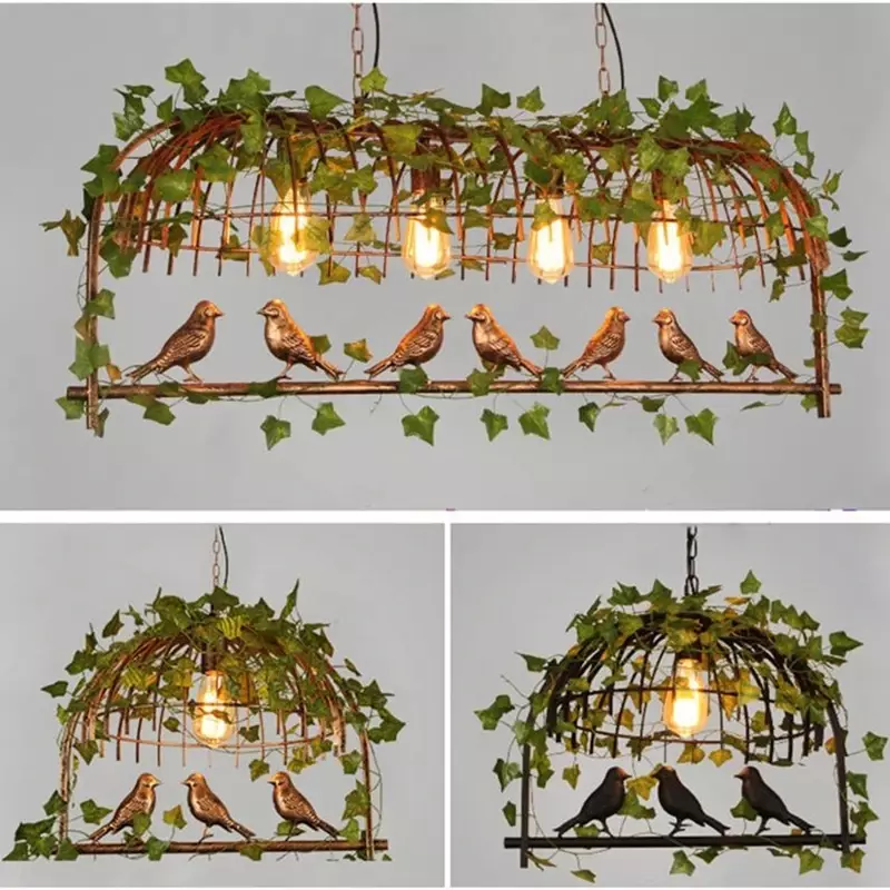 Lampade a sospensione luci a gabbia per uccelli per ristorante Bar lampade per uccelli ghirlanda lampada a sospensione lampada da giardino decorazione soggiorno