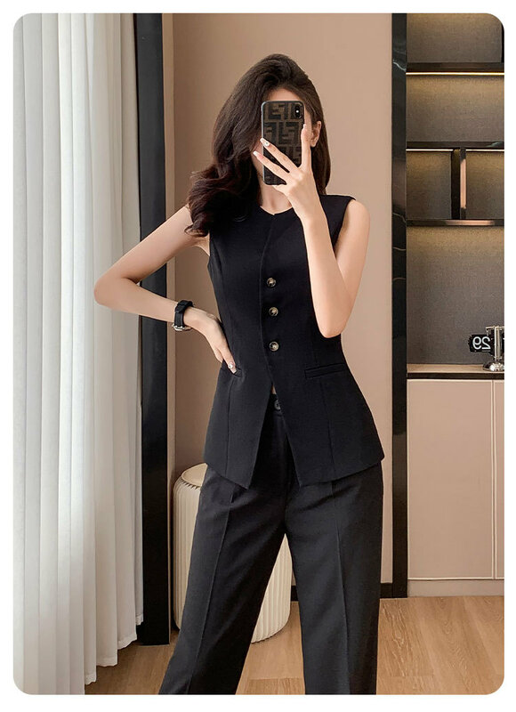 Tesco Solid Blazer Vest Wide Leg Pants Sets For Women 2024 Sleeveless Tops New In Matching Sets Women's Suit For Spring Summer