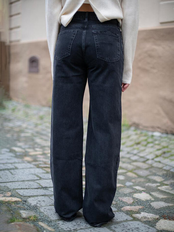 جينز نسائي عتيق مستوحى من التسعينات ، بنطلون جينز غير رسمي ، بنطلون طويل ، ملابس الشارع الشهير ، قطن ، ملابس نسائية ، خريف ، شتاء ،