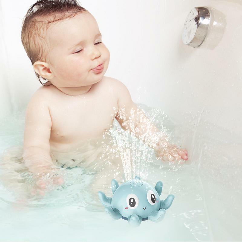 라이트 업 문어 목욕 장난감 업그레이드 아기 방수 자동 스프레이 물 장난감, 가벼운 유아 어린이 야외 수영장 욕실 장난감