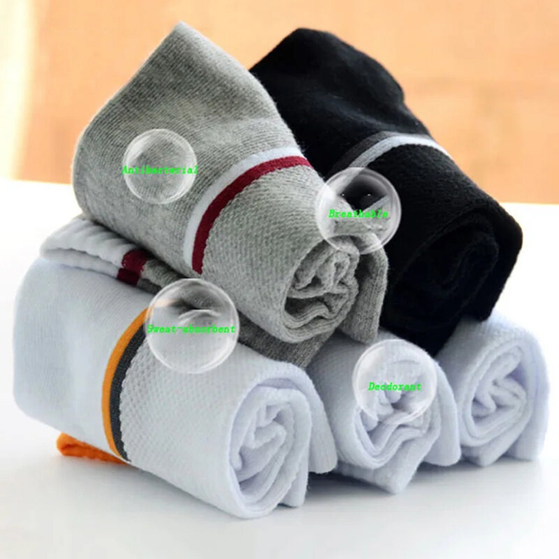 LKWDer-calcetines tobilleros de algodón transpirable para hombre, medias deportivas de malla, informales, atléticas, de corte fino, de alta calidad, 3 pares