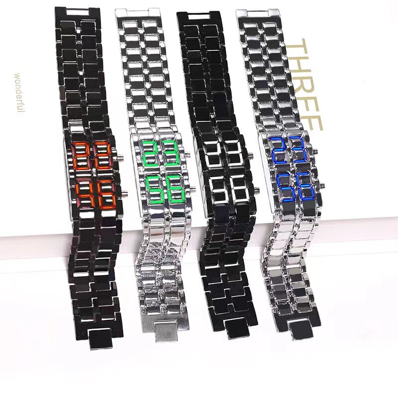 Relógios eletrônicos LED com pulseira Lava, relógios versáteis, venda quente