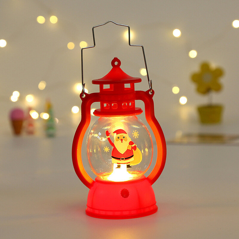 YOUZI lampu Natal ABS dekorasi Natal, lampu Natal model Vintage tanpa asap bertenaga baterai 3 mode untuk ruang kecil