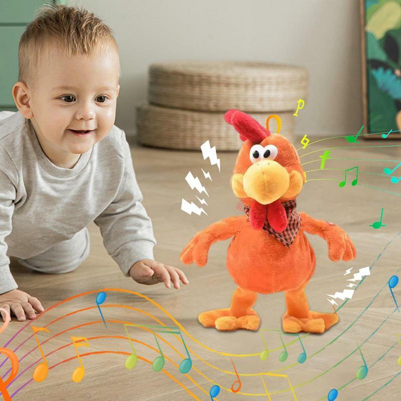 Cute Plush Rooster Falando brinquedo interativo Soft Electronic Stuffed Animal, cantando andando frango brinquedo presente de aniversário para crianças