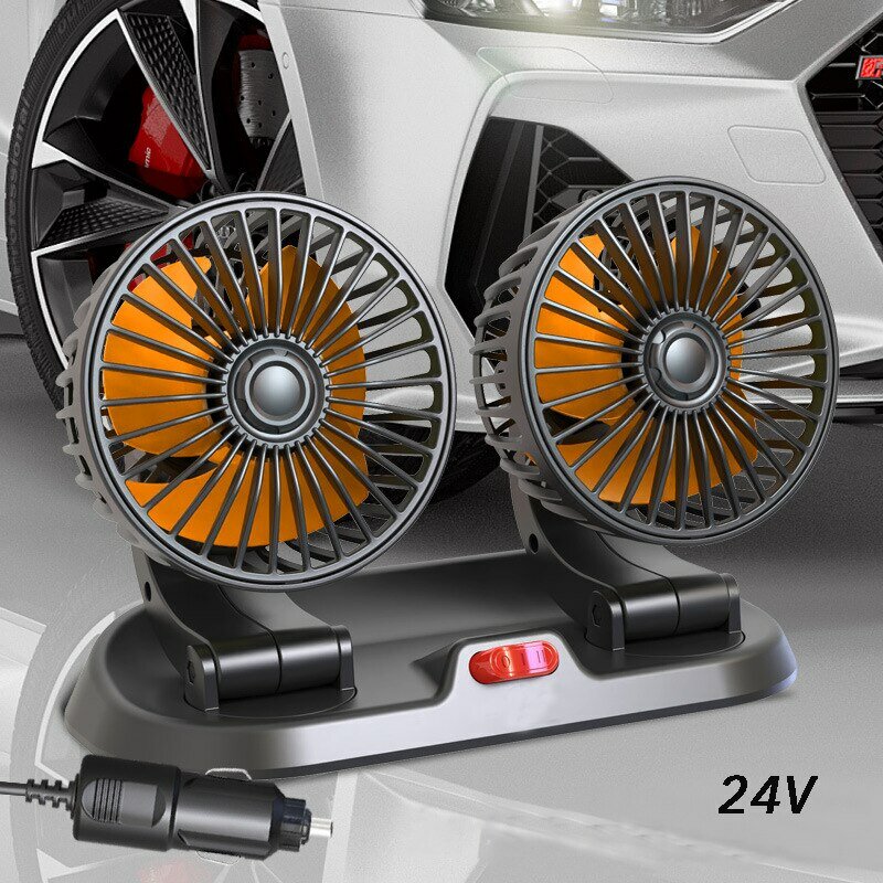 พัดลมระบายความร้อนในรถ5V 12V 24v พัดลมรถหัวคู่พัดลม USB พัดลม2ความเร็วปรับความเย็นอัตโนมัติอุปกรณ์เสริมรถยนต์