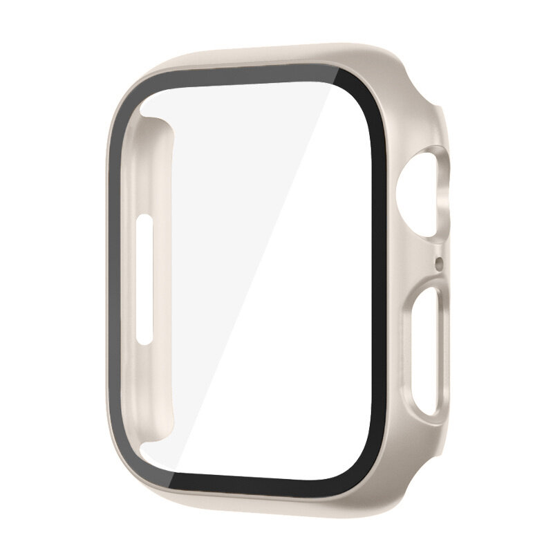 Kaca + casing untuk Apple Watch 8 7 45mm 44mm 41mm 40mm pelindung layar PC penutup iwatch seri 3/4/5/6/SE/7/8 Aksesori jam tangan pintar