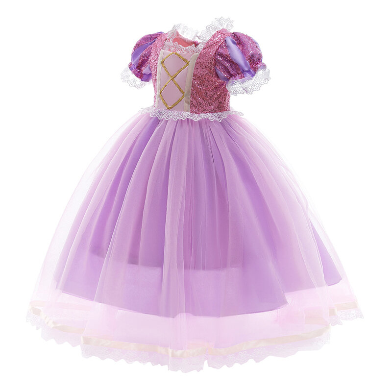Rapunzel Dress Girl Princess Summer Tangled Cosplay Costume Carnival Fairy Gown Kids Role Playing Halloween Birthday Party Frock