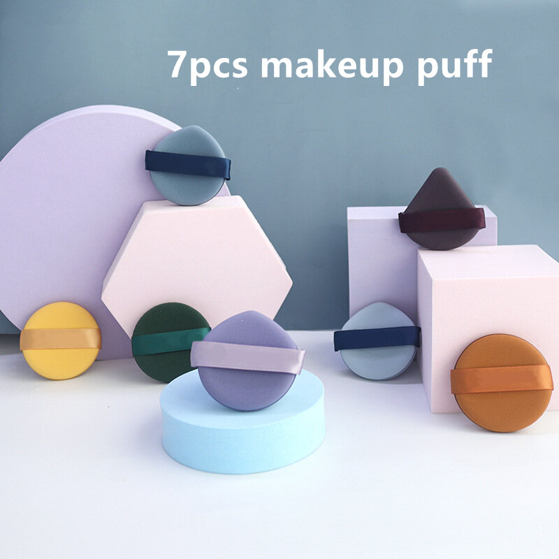 7pcs Makeup Sponge Puff Air Cushion Wet and Dry Face Liquid Cream Foundation Cosmetic Puff Sponge Set Cosmetic Tools