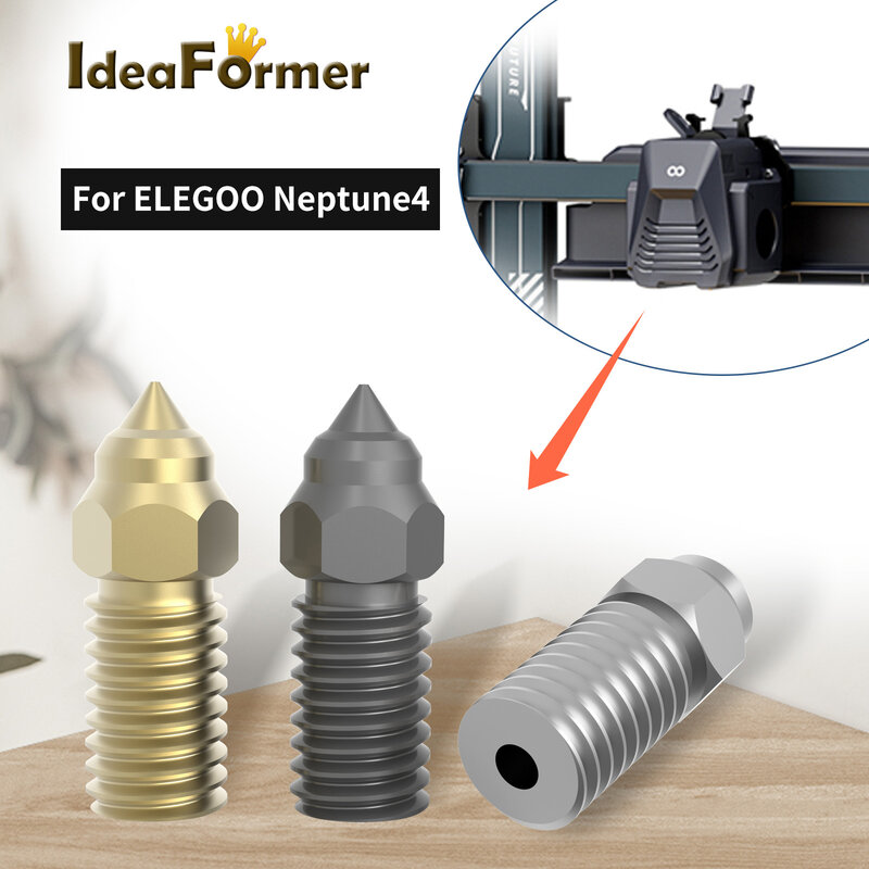 1/2/3pcs dla ELEGOO Neptune 4 dysze hartowane/stal nierdzewna/mosiężna szybkobieżna dysza do Elegoo Neptune 4 pro 0.2,0.4,0.6,0.8mm