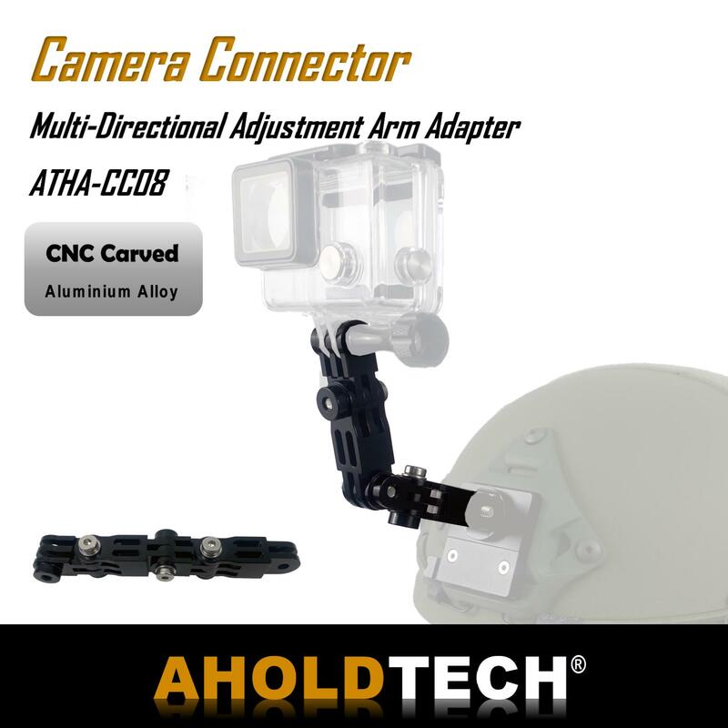 Adaptador de brazo de ajuste multidireccional para cámara de casco de aleación de aluminio CNC, Conector de Base de montaje NVG para cámaras Gopro Hero