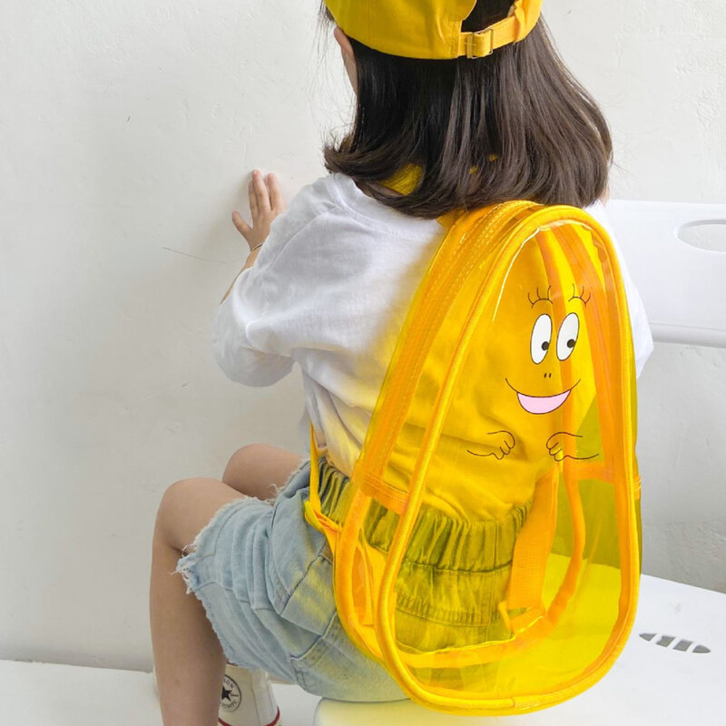 Cartoon PVC Transparent Backpacks for Children, INS Cute Jelly Bag para Baby Girls and Boys, Kindergarten Schoolbag, Beach Swimming for Kids