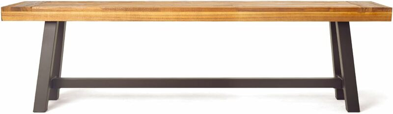 Кристофер Knight Home Carlisle наружная скамейка из дерева акации и рустикального металла, пескоструйная отделка/деревенский Металл 14. 75x63x17. 5