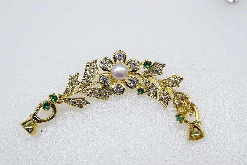 Broche de flor verde, accesorio colgante de joyería, conector, gancho al por mayor FPPJ, 1 pieza