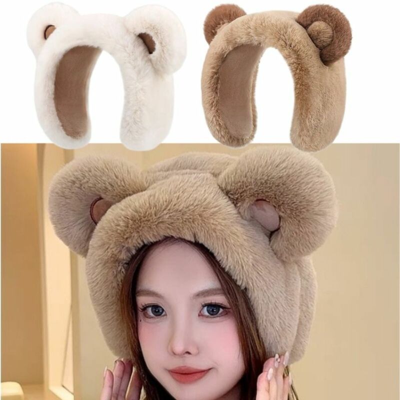 Cache-oreilles de protection contre le froid pour femmes, ours mignon, sacs d'oreille épais, couverture d'oreille en peluche douce, document solide, mode