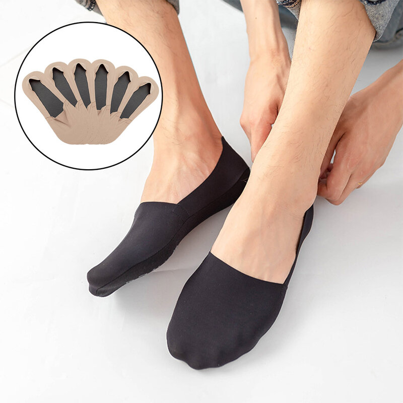 ถุงเท้าแบบมองไม่เห็นสำหรับผู้ชายระบายอากาศได้ถุงเท้าผ้าไหมน้ำแข็งสำหรับฤดูร้อนไม่โชว์3คู่