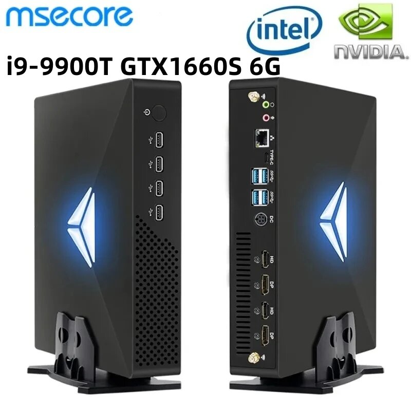 MSECORE MV200 Intel Core i9-9900T GTX1660S, komputer Desktop NVME SSD 2 * DDR4 4K wifi6 kartu khusus 6GB