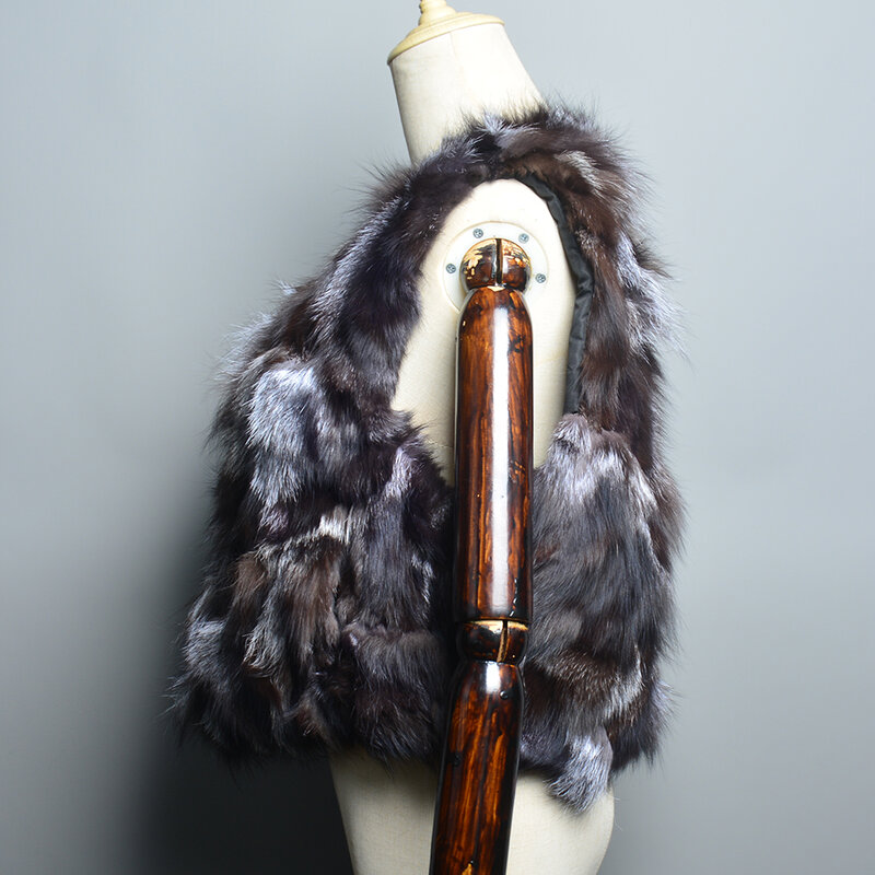 Женский меховой жилет, теплая безрукавка из 100% натурального Меха чернобурки на зиму