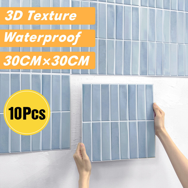10 pezzi 3D pannelli murali autoadesivi Peel and Stick Kitchen Tile Backsplash 3D Tile Sticker 30x30cm