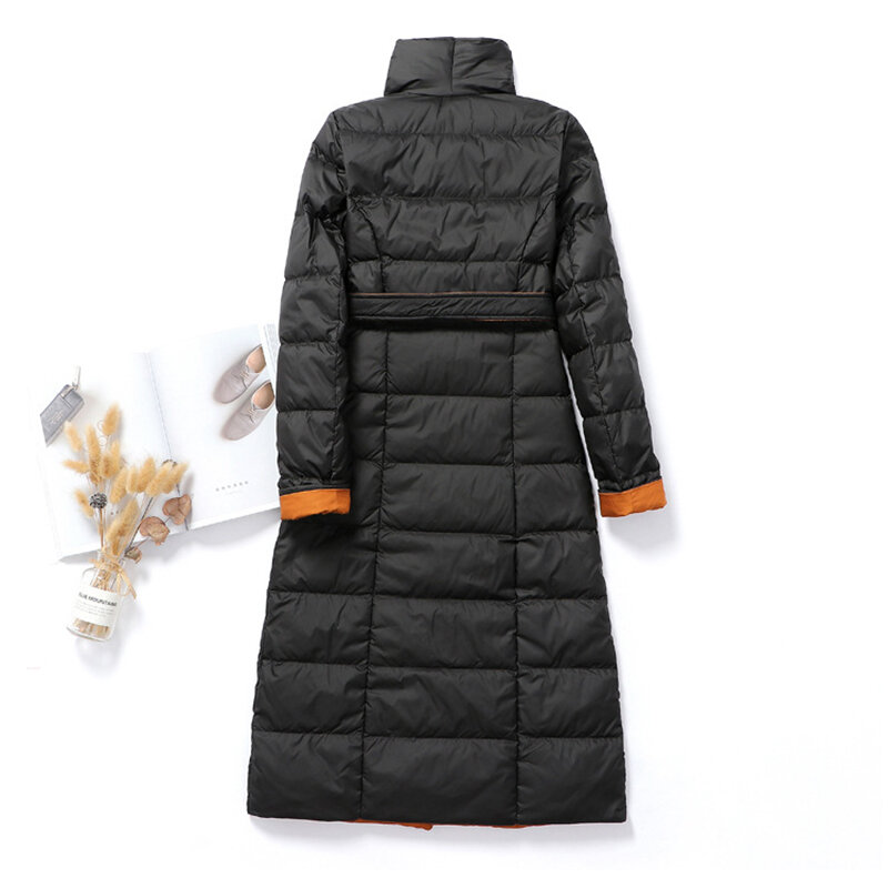 New Winter Fashion Women Duck Down Jackets Ultra Light Long Coat  Autumn Slim Casual Parkas
