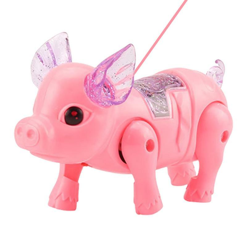 Zabawka świnka spacerowa kręci zabawka świnia ze światłami i muzyką interaktywna świnia zabawka animowana prezent dla chłopców i dziewcząt urodziny malucha