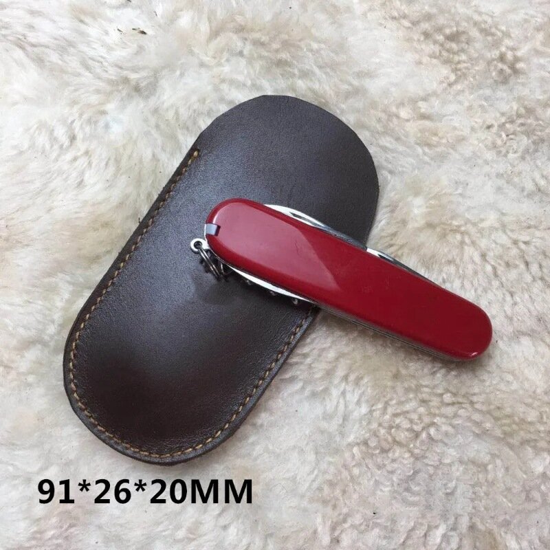 Funda de cuero de Caballo Loco hecha a mano, funda de vaina de cuchillo plegable táctico, 58/84/91/111mm, Wigo más feliz