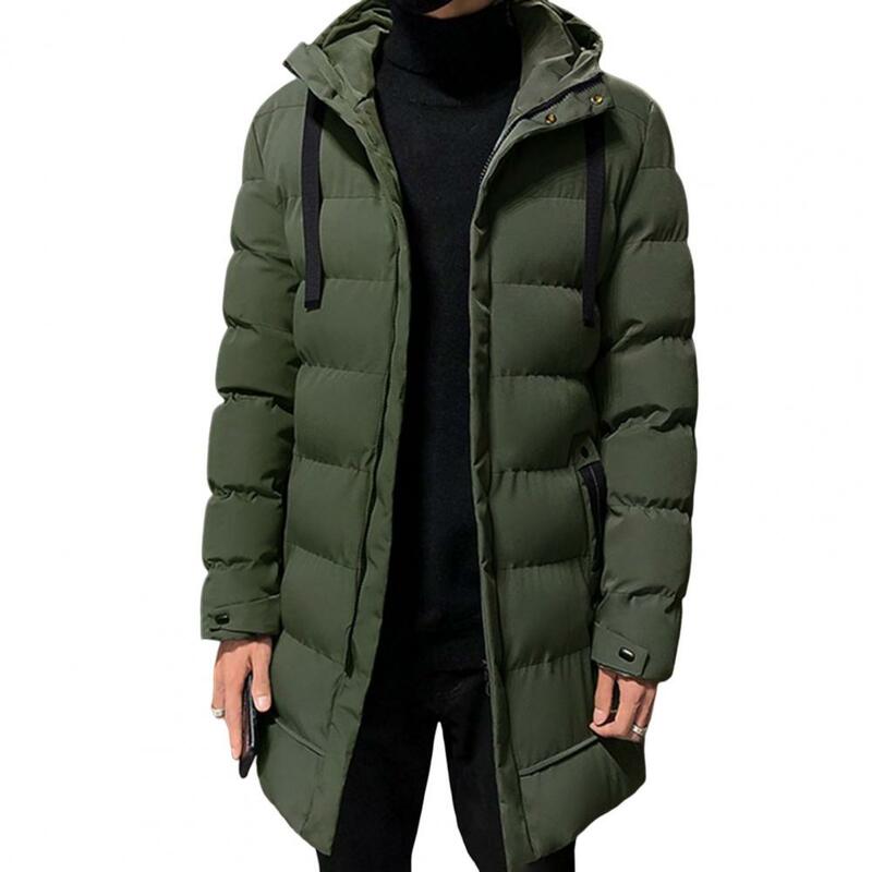 Trench coat masculino de comprimento médio, jaqueta de algodão, roupas com capuz, manga comprida, parka parka, outono e inverno
