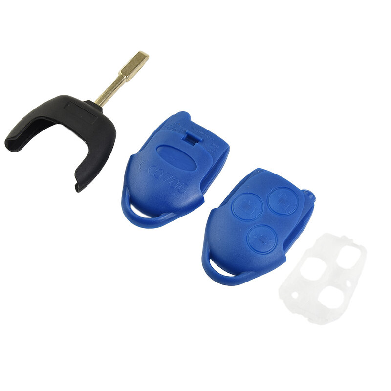 Casing kunci mobil 3 tombol casing Remote biru untuk Ford untuk TRANSIT MK7 2006 - 2014 model suku cadang pengganti mobil