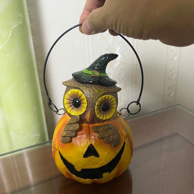 Owl LED Lantern Pumpkin Lights For Outside Halloween Lamp With Carrying Handle Courtyard Decor Yard Pathway Table Garden Lights