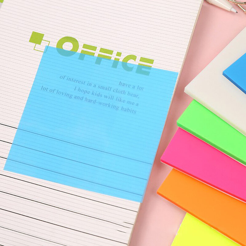 50 folhas de notas pegajosas transparentes coloridas da auto-vara notas almofada de memorando autoadesiva diariamente para fazer o papel de nota da lista para o escritório da escola