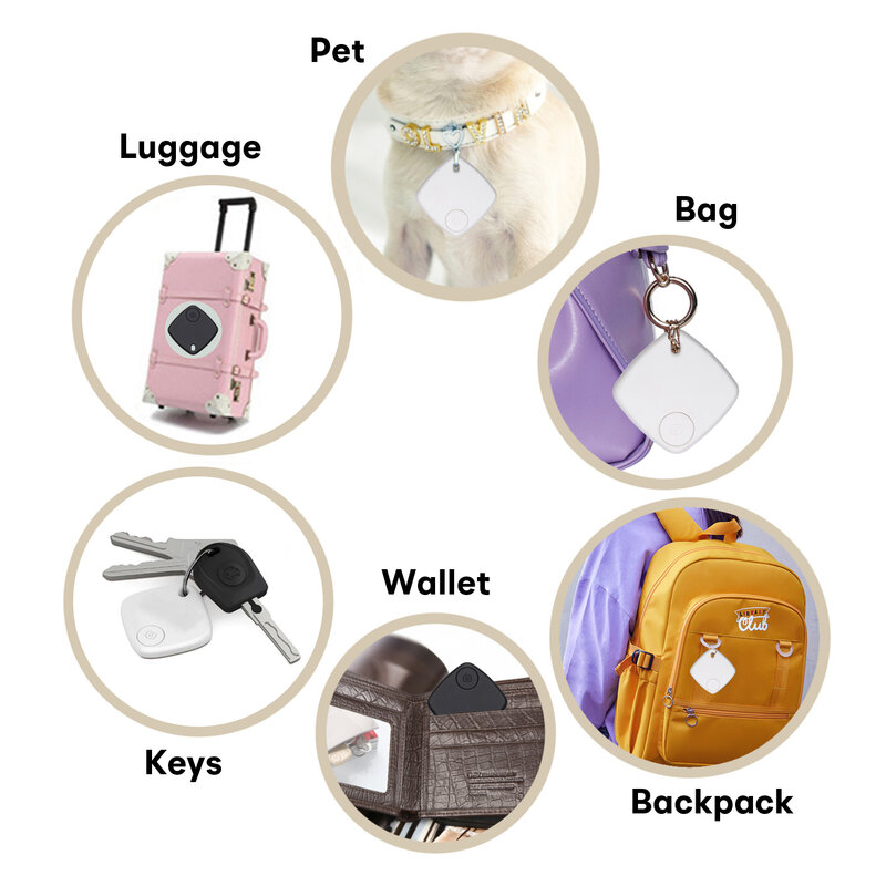 Tuya-alarma antipérdida con etiqueta inteligente, seguidor Bluetooth inalámbrico de teléfono, búsqueda bidireccional, llave de maleta, buscador de mascotas, registro de ubicación