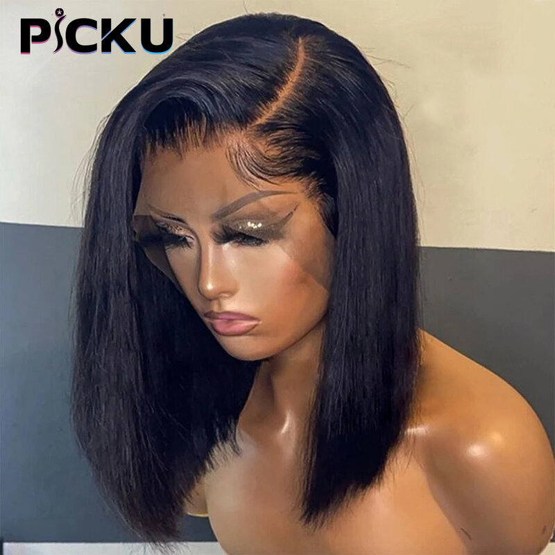 Sophia-Perruque Bob Lace Front Wig naturelle lisse, cheveux courts, 13x4, pre-plucked, transparente, pour femmes