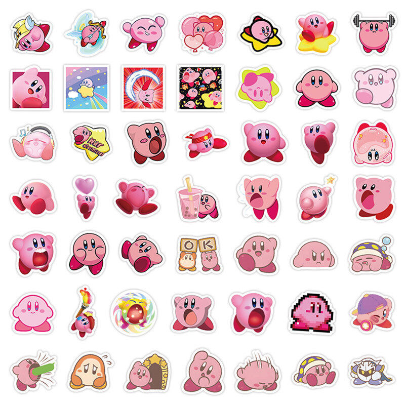 10/30/60 buah stiker Kirby Anime kartun lucu stiker Kawaii mainan anak-anak Laptop buku tempel telepon Buku Harian stiker dekorasi dinding Mobil
